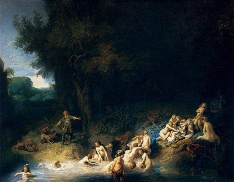Diana Bathing, with the Stories of Actaeon and Callisto, 1634 - 林布蘭