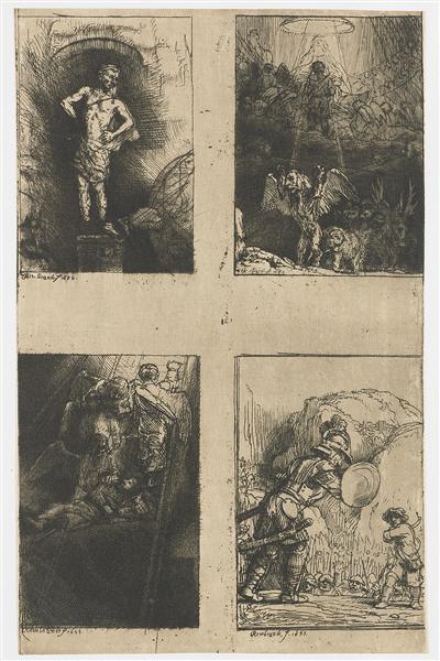 Four illustrations to a Spanish book, 1655 - Rembrandt van Rijn