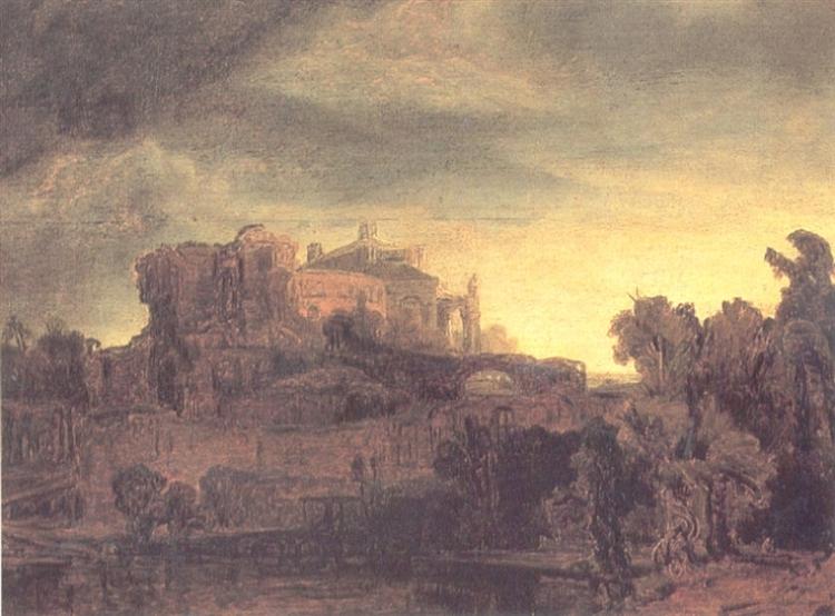 Paysage au château, c.1632 - Rembrandt