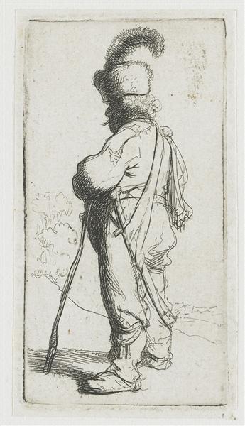 Polander leaning on a stick, 1632 - Рембрандт
