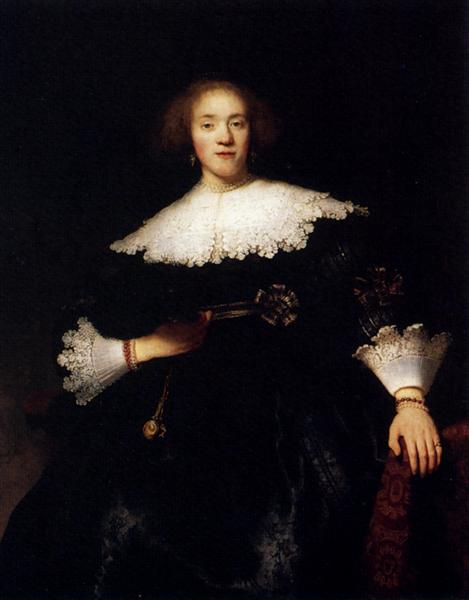 Portrait Of A Young Woman With A Fan, 1633 - Rembrandt van Rijn