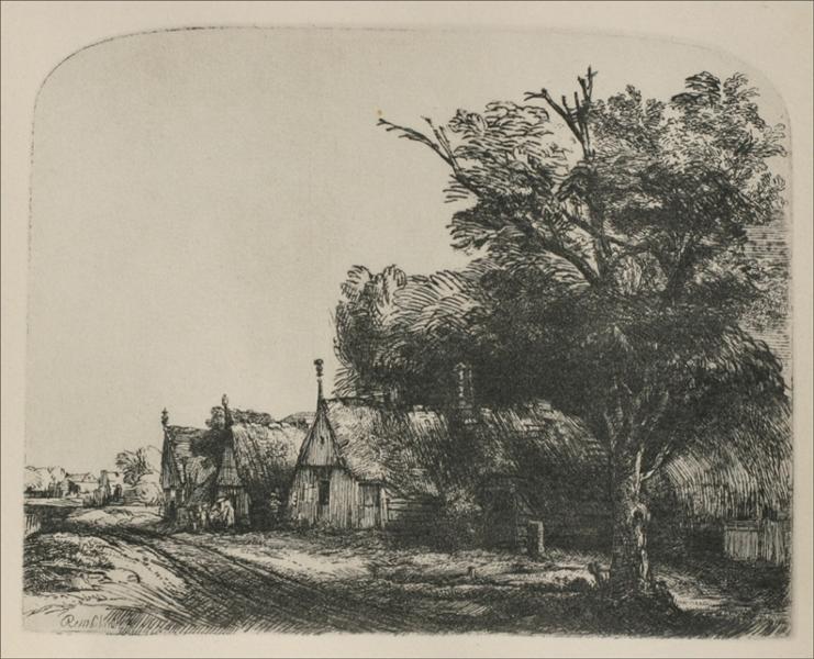 The Three Cottages, 1650 - Rembrandt van Rijn