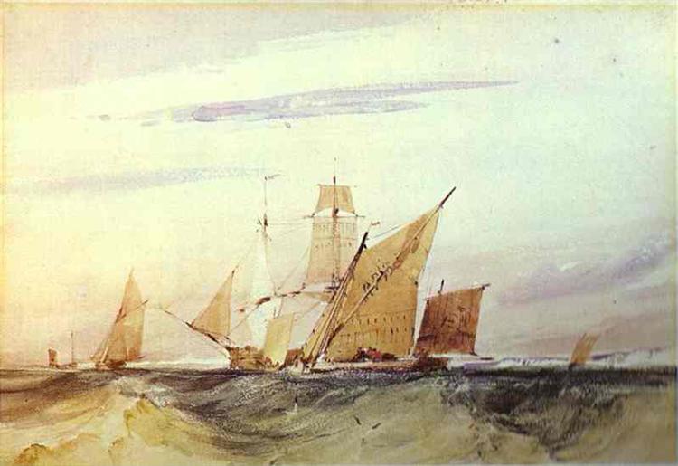 Shipping Off the Coast of Kent, 1825 - Richard Parkes Bonington