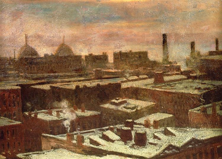 View of City Rooftops in Winter, 1902 - Роберт Джулиан Ондердонк