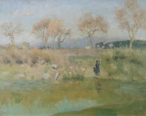 Landscape with Shepherd, near Villa Madama, Rome, 1891 - Roger Fry