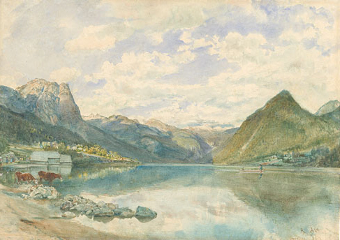 Mountain landscape with the Grundlsee - Rudolf von Alt