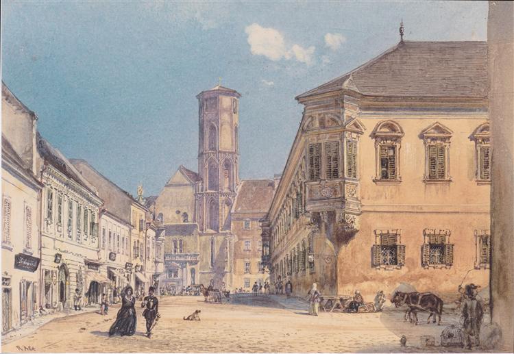 The parish church in Ofen, c.1845 - Рудольф фон Альт