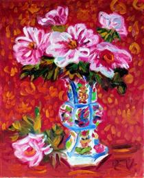 Peonies in a Chinese vase - Умехара Рюзабуро
