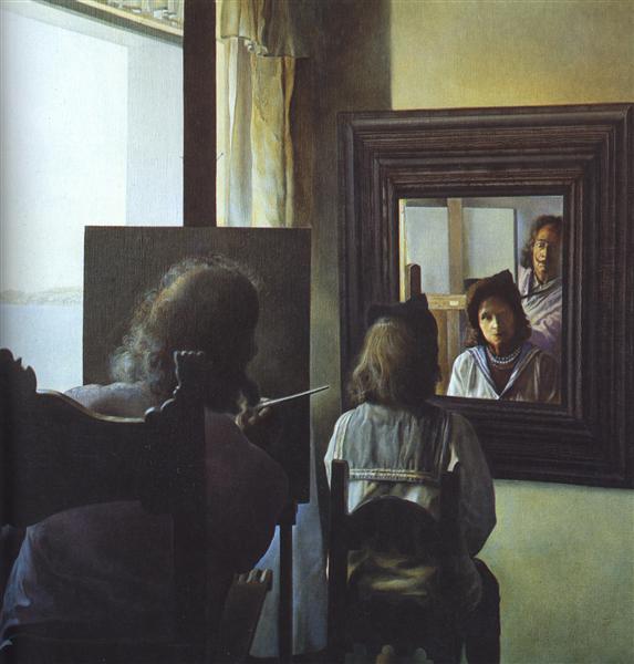 Dali from the Back Painting Gala from the Back Eternalized by Six Virtual Corneas Provisionally Reflected in Six Real Mirrors, 1972 - 1973 - Salvador Dalí