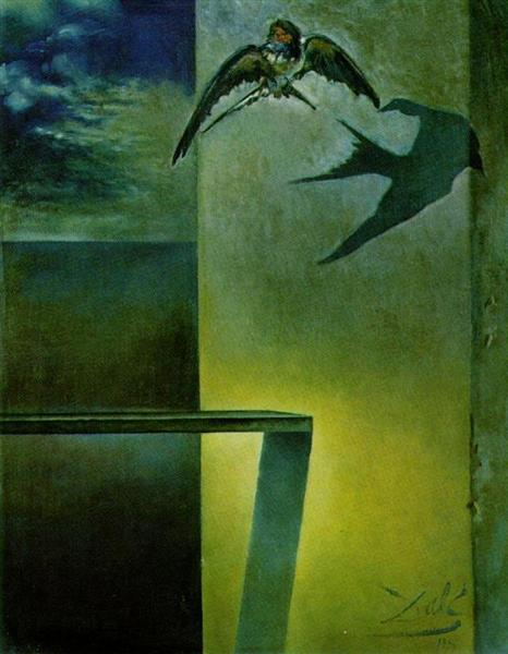 The Motionless Swallow. Study for 'Still Life - Fast Moving', 1956 - Сальвадор Дали