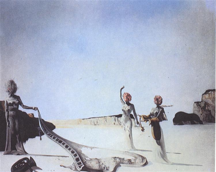 Three Women with Heads of Flowers Finding the Skin of A, 1936 - Salvador Dali