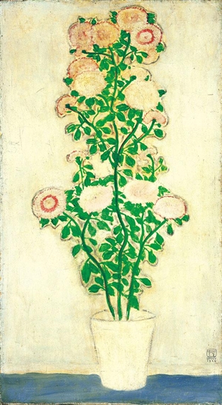 Chrysanthemums with Green Leaves, 1929 - Sanyu
