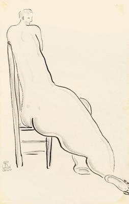 Nude on High Back Chair, 1920 - Sanyu