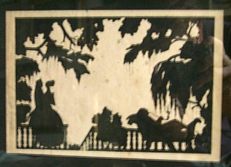 At the Verandah. Silhouette, ink on paper. Signed with Russian initials “CC”, with full signature und numbered 31 on the margin, 1918 - Serguéi Sudeikin