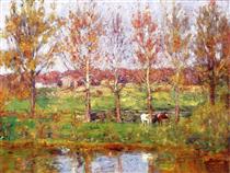 Cows by the Stream - T. C. Steele