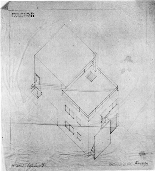 Axonometric drawing of the house in Meudon - Theo van Doesburg