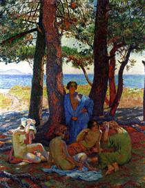 Bathers under the Pines by the Sea - Theo van Rysselberghe