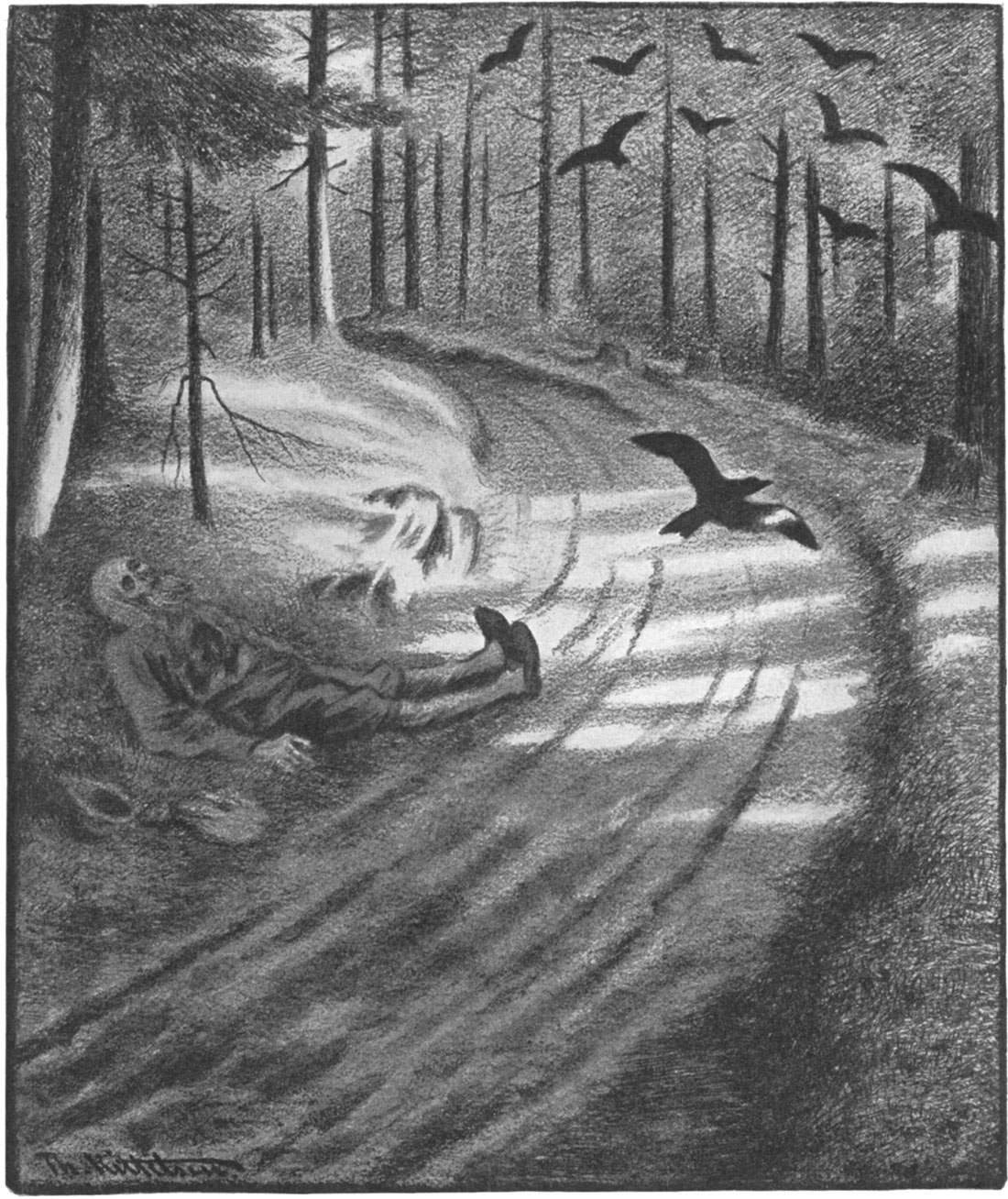 4 printing mountain view Poor Theodor  man, WikiArt.org Kittelsen  Severin 1900