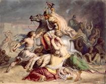 Battle scene, Gallic warrior on horseback - Theodore Chasseriau