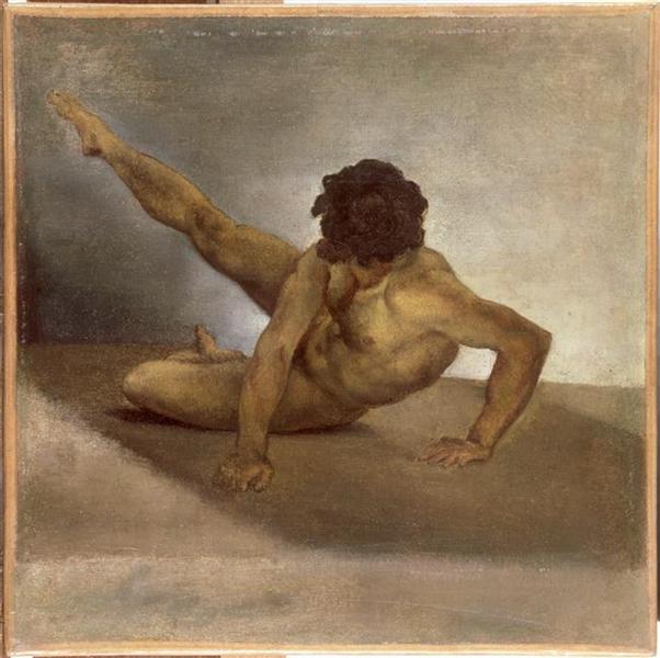 Naked man reversed on the ground, c.1817 - Théodore Géricault
