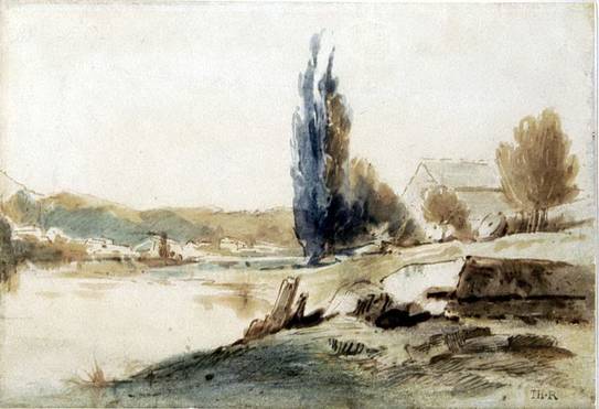 House near a pond in Auvergne, 1830 - 泰奧多爾·盧梭