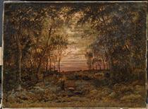 Sunset in the forest - Theodore Rousseau