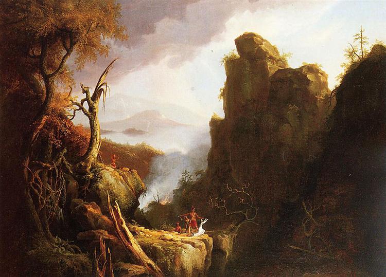 Sacrifice indien, Kaaterskill Falls et North-South Lake, 1827 - Thomas Cole