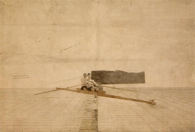 Drawing for The Pair Oared Shell, 1872 - 湯姆·艾金斯