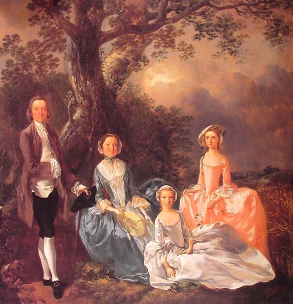 Mr. and Mrs. John Gravenor and their Daughters, Elizabeth and Ann, c.1752 - 1754 - 根茲巴羅