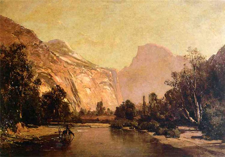 Piute Indians, Royal Arches and Domes, Yosemite Valley, 1879 - Thomas Hill
