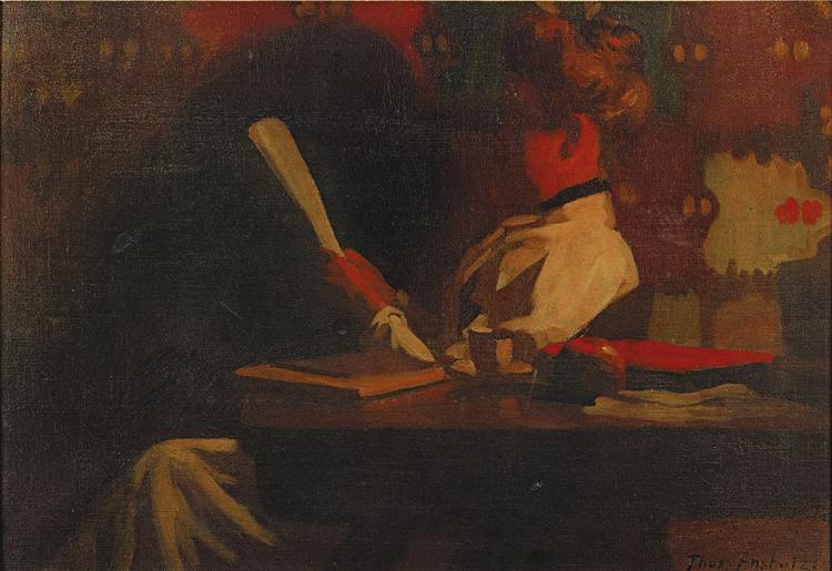 Woman in an interior, reading - Томас Поллок Аншутц