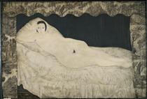 Reclining Nude with Toile de Jouy - Tsugouharu Foujita