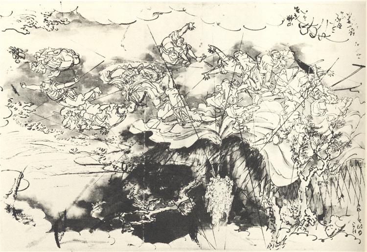 Nichiren saved from the executioners sword - Utagawa Kuniyoshi