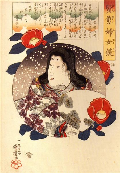 Tokiwa Gozen in the snow - Utagawa Kuniyoshi