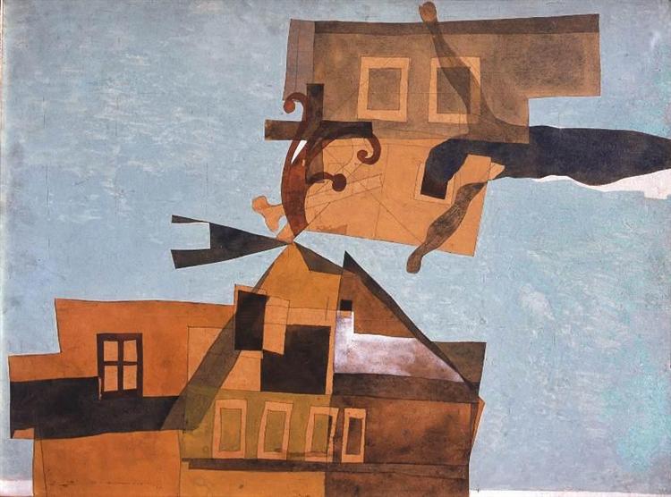 Houses at Szentendre with Crucifix, 1937 - Lajos Vajda
