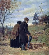 Старики-родители на могиле сына - Василий Перов