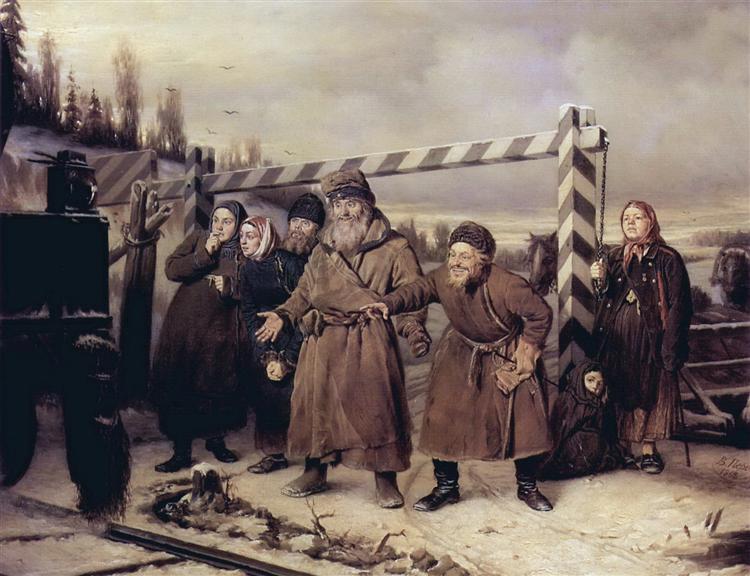 On the railroad, 1868 - Vasily Perov