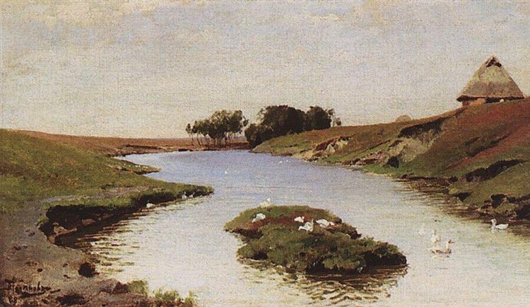 Landscape with a river, 1888 - Василь Полєнов