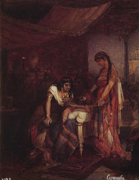 Salome brings head of Saint John the Baptist to her mother Herodias, 1872 - Vasily Surikov