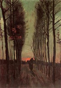 Avenue of Poplars at Sunset - Винсент Ван Гог