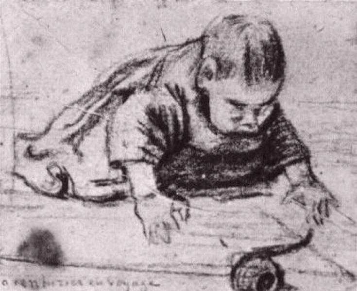 Baby Crawling, c.1883 - 梵谷