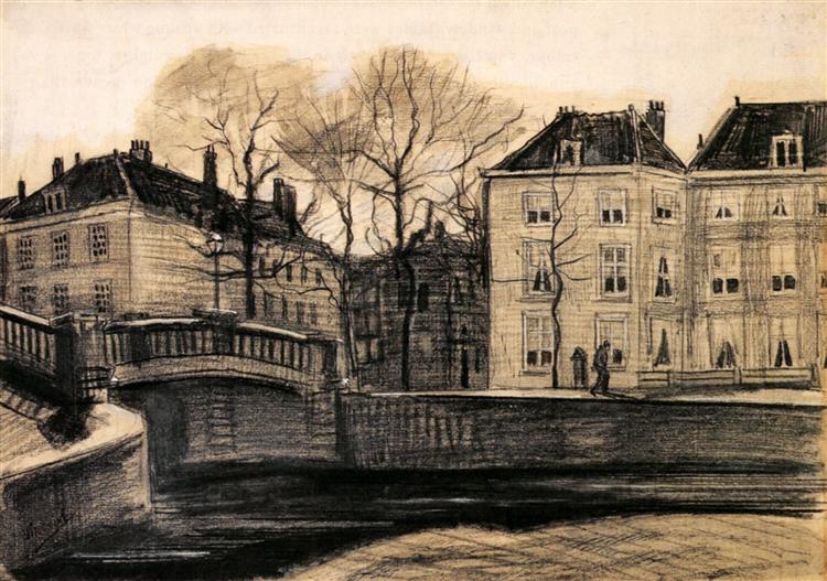 Bridge and Houses on the Corner of Herengracht-Prinsessegracht, 1882 - 梵谷