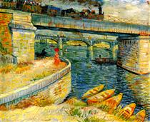 Bridges across the Seine at Asnieres - 梵谷