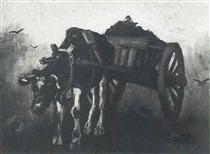 Cart with Black Ox - Vincent van Gogh
