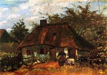 Cottage and Woman with Goat - Винсент Ван Гог
