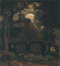 Cottage with Trees and Peasant Woman - 梵谷