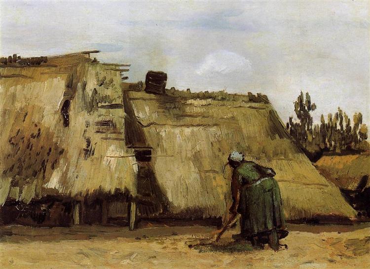 Cottage with Woman Digging, 1885 - 梵谷
