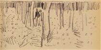 Couple Walking between Rows of Trees - Vincent van Gogh