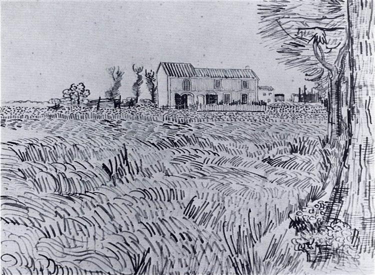 Farmhouse in a Wheat Field, 1888 - Винсент Ван Гог