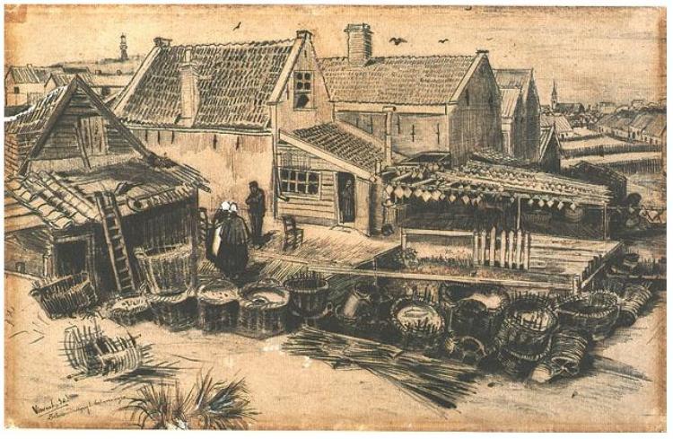 Fish-Drying Barn, Seen From a Height, 1882 - Винсент Ван Гог